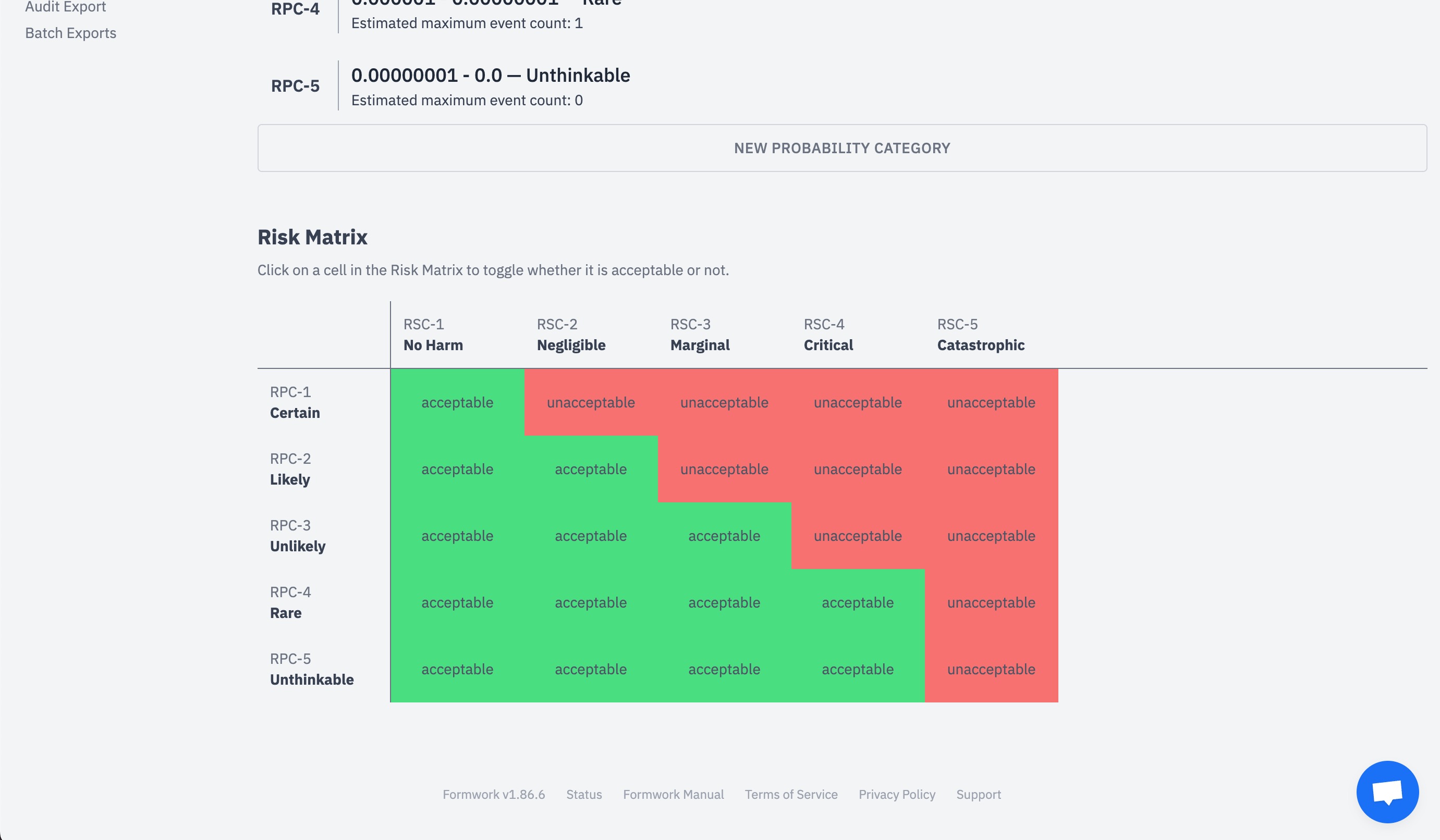 Formwork eQMS Screenshot (Risk Matrix)