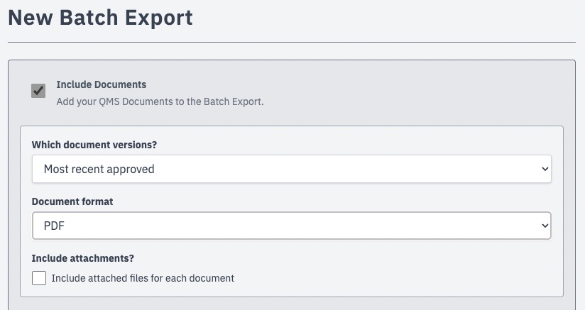Batch Export Form
